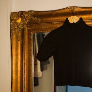 Black Ribbed Turtleneck Shirt
